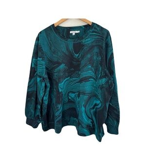 Chico’s Teal & Black Marbled Top | NWT | XXL | Opal Style | Statement Piece